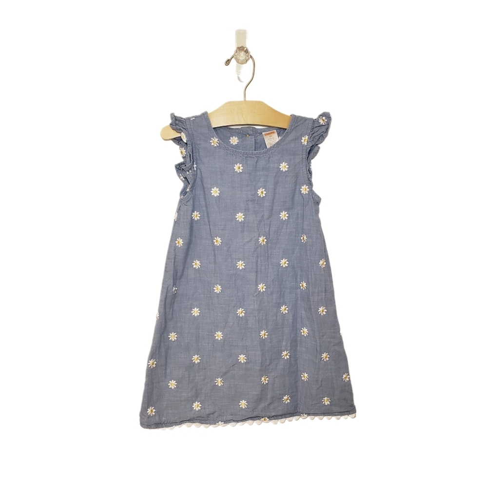 Gymboree Size 5 Girls Embroidered Daisy Chambray Shift Dress